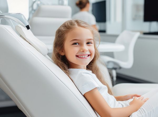 Little girl smiling in the treatment chair